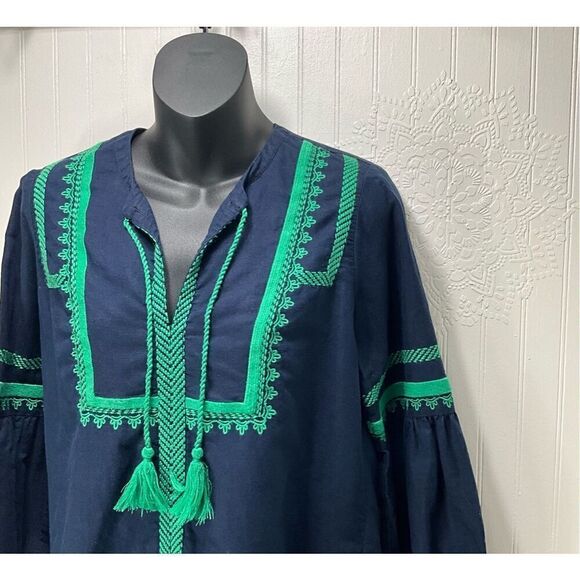 J. CREW Linen Blend Long Sleeve Boho Blouse - Picture 3 of 6